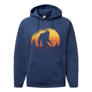 Bigfoot Believer Silhouette Sasquatch Hide And Seek Performance Fleece Hoodie