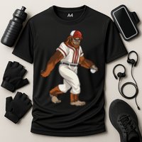 Bigfoot Baseball Sasquatch Playing Baseball Player Cooling Performance Crew T-Shirt