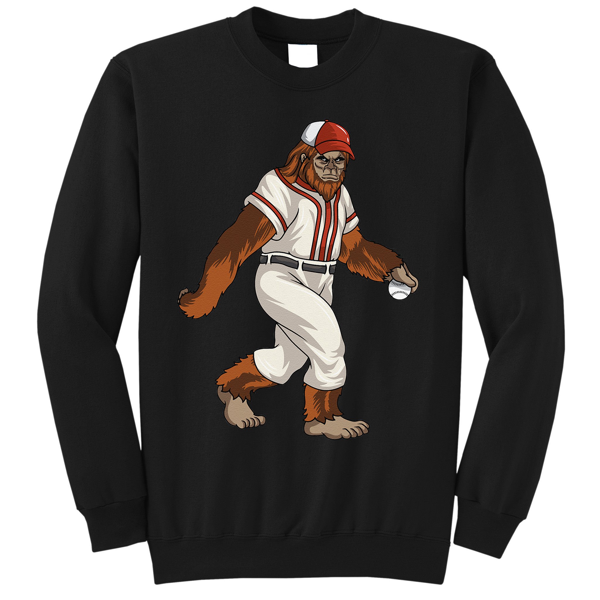 Bigfoot Baseball Sasquatch Playing Baseball Player Sweatshirt