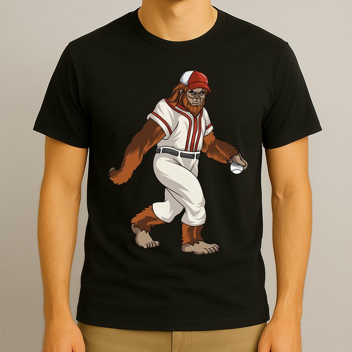 Bigfoot Baseball Sasquatch Playing Baseball Player T-Shirt