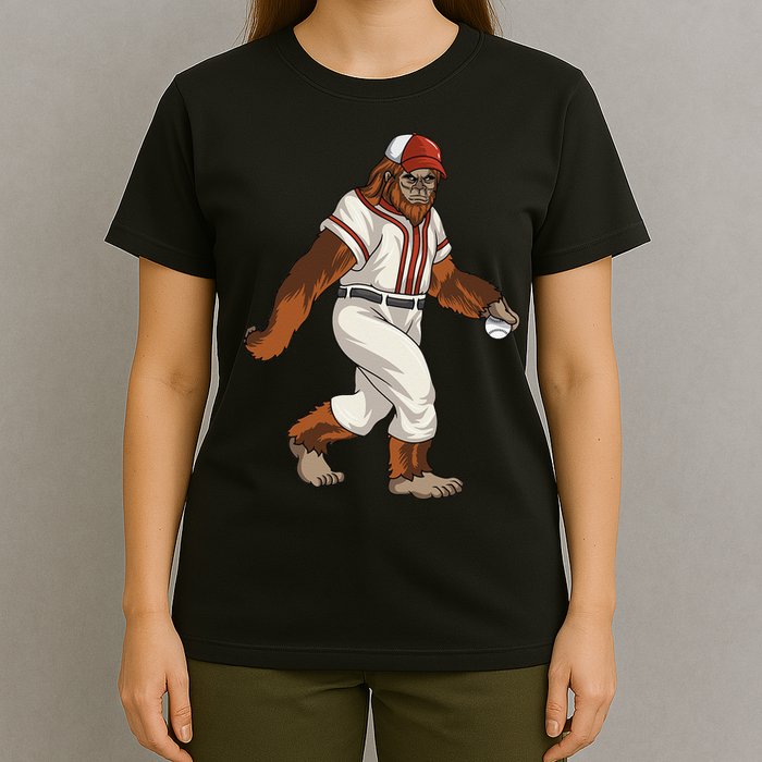 Bigfoot Baseball Sasquatch Playing Baseball Player T-Shirt