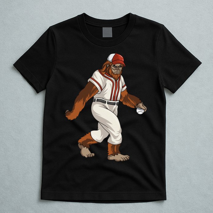 Bigfoot Baseball Sasquatch Playing Baseball Player T-Shirt