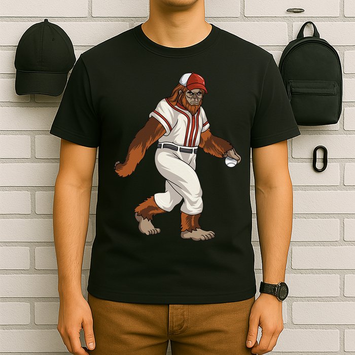 Bigfoot Baseball Sasquatch Playing Baseball Player T-Shirt