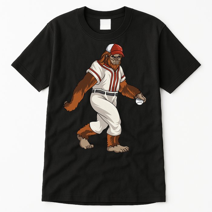 Bigfoot Baseball Sasquatch Playing Baseball Player Tall T-Shirt