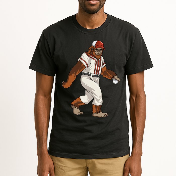 Bigfoot Baseball Sasquatch Playing Baseball Player Tall T-Shirt