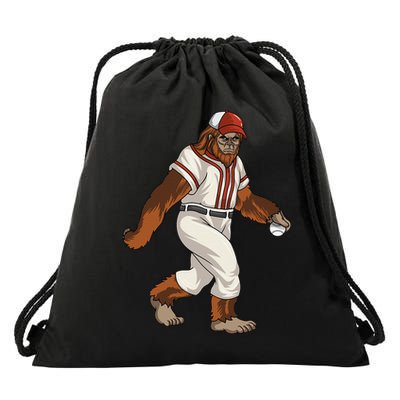 Bigfoot Baseball Sasquatch Playing Baseball Player Drawstring Bag