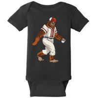 Bigfoot Baseball Sasquatch Playing Baseball Player Baby Bodysuit