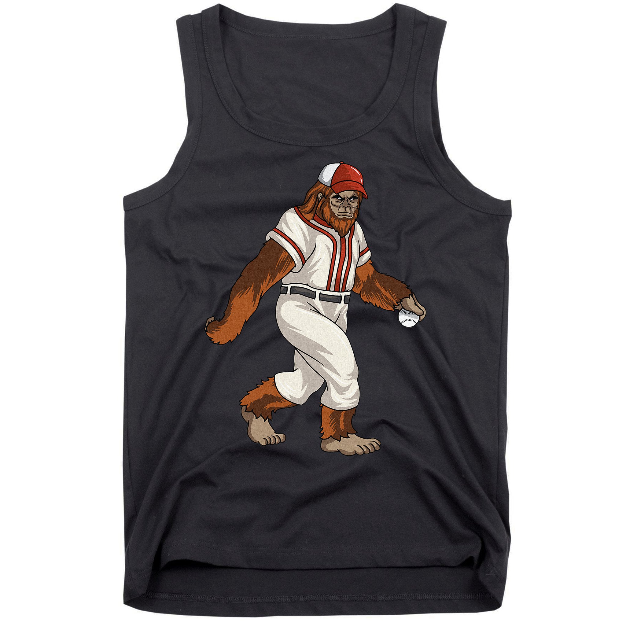 Bigfoot Baseball Sasquatch Playing Baseball Player Tank Top