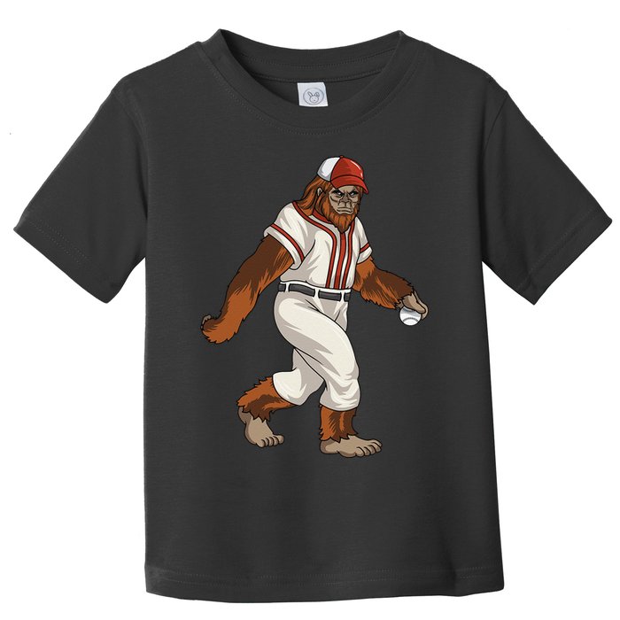 Bigfoot Baseball Sasquatch Playing Baseball Player Toddler T-Shirt