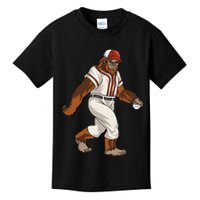 Bigfoot Baseball Sasquatch Playing Baseball Player Kids T-Shirt