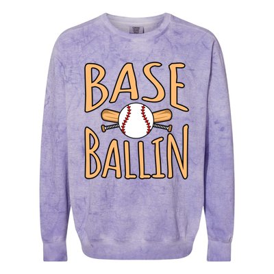 Baseball Ballin Sports Player Lover Coach Graphic Great Gift Colorblast Crewneck Sweatshirt