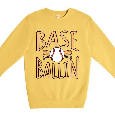 Baseball Ballin Sports Player Lover Coach Graphic Great Gift Premium Crewneck Sweatshirt