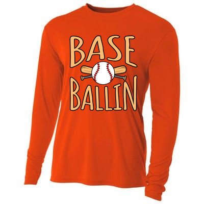 Baseball Ballin Sports Player Lover Coach Graphic Great Gift Cooling Performance Long Sleeve Crew