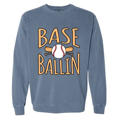 Baseball Ballin Sports Player Lover Coach Graphic Great Gift Garment-Dyed Sweatshirt