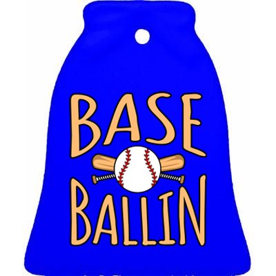 Baseball Ballin Sports Player Lover Coach Graphic Great Gift Ceramic Bell Ornament