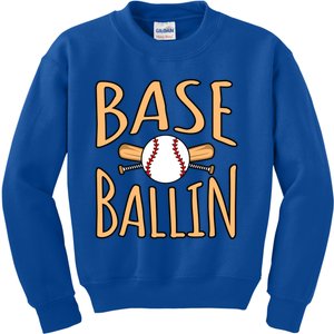 Baseball Ballin Sports Player Lover Coach Graphic Great Gift Kids Sweatshirt