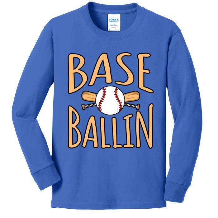 Baseball Ballin Sports Player Lover Coach Graphic Great Gift Kids Long Sleeve Shirt