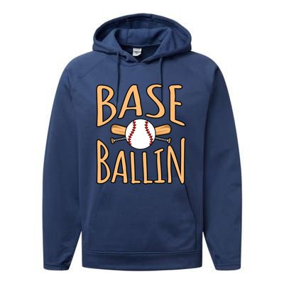 Baseball Ballin Sports Player Lover Coach Graphic Great Gift Performance Fleece Hoodie