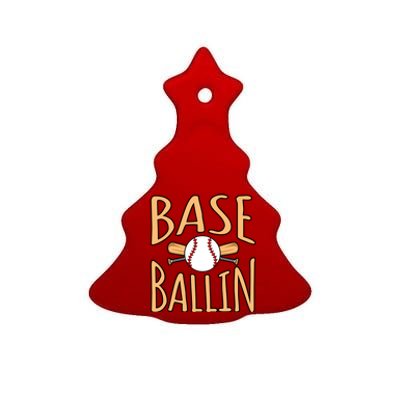 Baseball Ballin Sports Player Lover Coach Graphic Great Gift Ceramic Tree Ornament