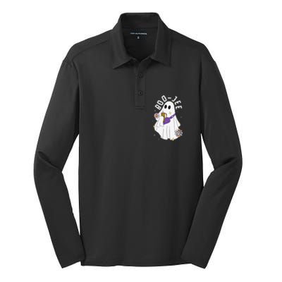 Boujee BooJee Spooky Season Cute Ghost Halloween Costume Silk Touch Performance Long Sleeve Polo