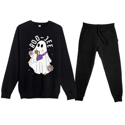 Boujee BooJee Spooky Season Cute Ghost Halloween Costume Premium Crewneck Sweatsuit Set