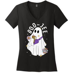 Boujee BooJee Spooky Season Cute Ghost Halloween Costume Women's V-Neck T-Shirt