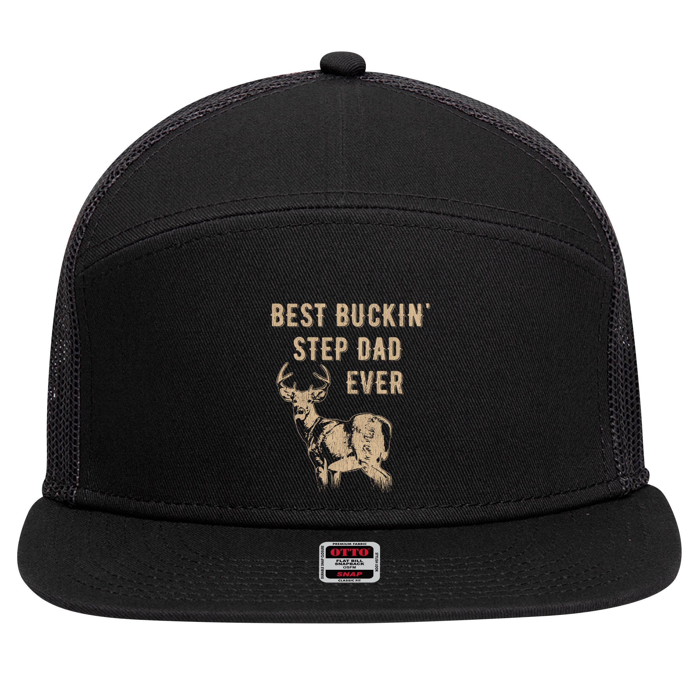 Best Buckin Stepdad Ever Deer Hunter FatherS Day Gift 7 Panel Mesh Trucker Snapback Hat