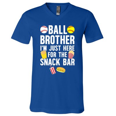 Ball Brother Snack Bar Baseball Softball Brother Gift V-Neck T-Shirt