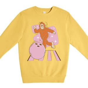 Bigfoot Bowling Sasquatch Funny Premium Crewneck Sweatshirt