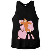 Bigfoot Bowling Sasquatch Funny Ladies PosiCharge Tri-Blend Wicking Tank