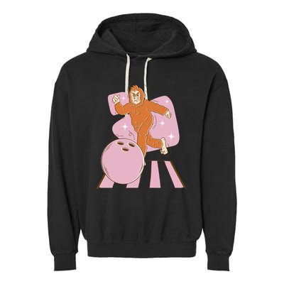 Bigfoot Bowling Sasquatch Funny Garment-Dyed Fleece Hoodie
