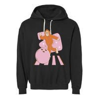 Bigfoot Bowling Sasquatch Funny Garment-Dyed Fleece Hoodie