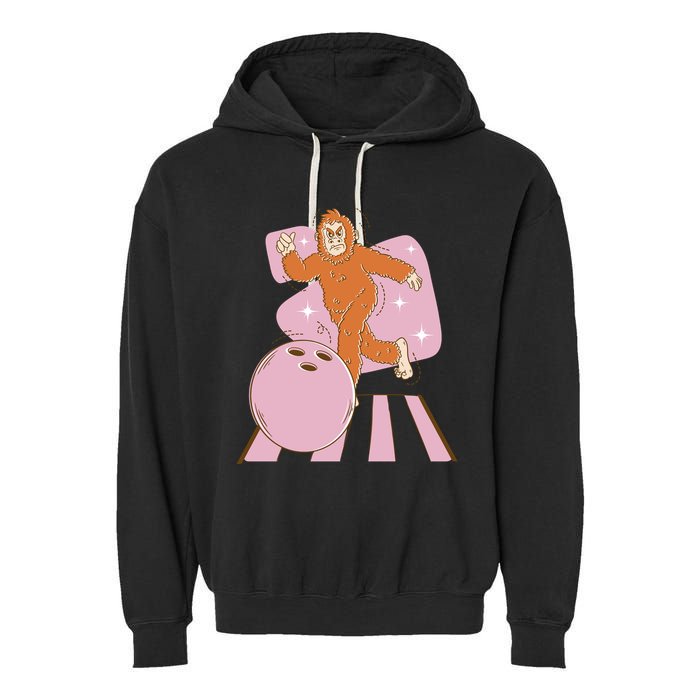 Bigfoot Bowling Sasquatch Funny Garment-Dyed Fleece Hoodie