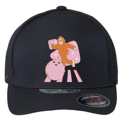 Bigfoot Bowling Sasquatch Funny Flexfit Unipanel Trucker Cap