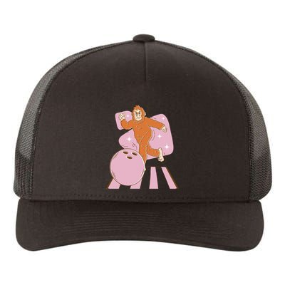 Bigfoot Bowling Sasquatch Funny Yupoong Adult 5-Panel Trucker Hat