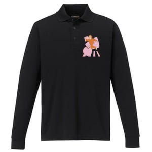 Bigfoot Bowling Sasquatch Funny Performance Long Sleeve Polo