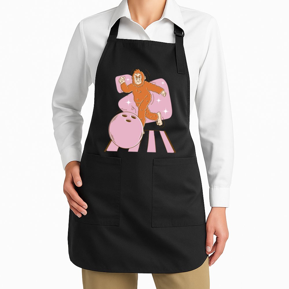 Bigfoot Bowling Sasquatch Funny Apron