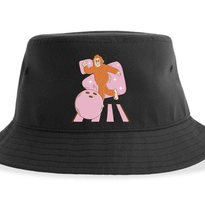 Bigfoot Bowling Sasquatch Funny Sustainable Bucket Hat