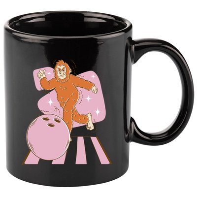 Bigfoot Bowling Sasquatch Funny 11oz C Handle Ceramic Mug