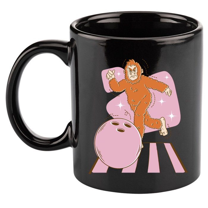 Bigfoot Bowling Sasquatch Funny 11oz C Handle Ceramic Mug