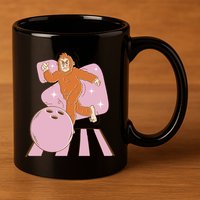 Bigfoot Bowling Sasquatch Funny 11oz C Handle Ceramic Mug