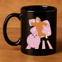 Bigfoot Bowling Sasquatch Funny 11oz C Handle Ceramic Mug