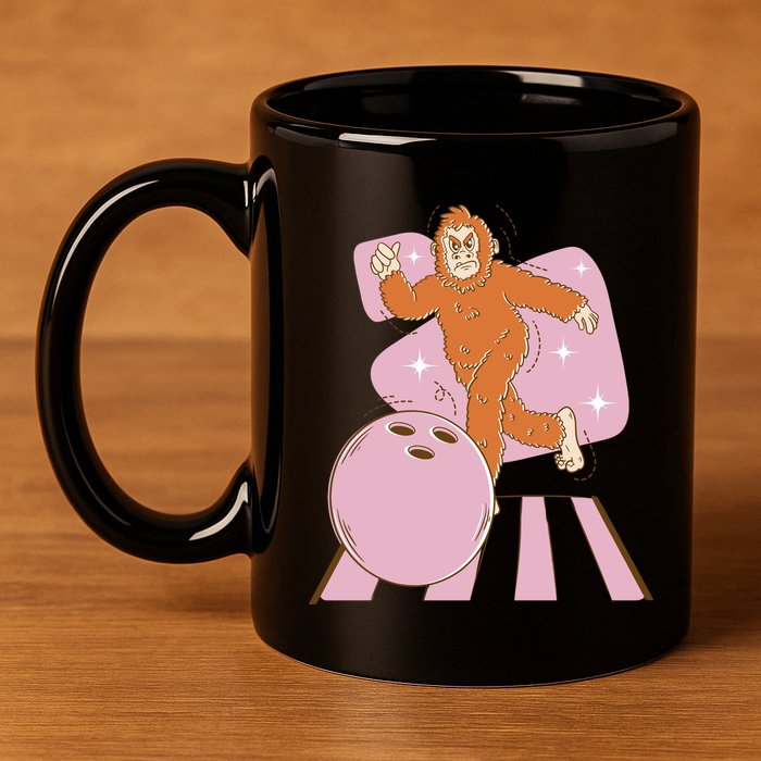 Bigfoot Bowling Sasquatch Funny 11oz C Handle Ceramic Mug