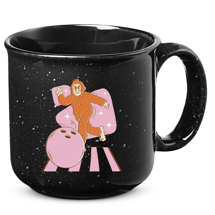 Bigfoot Bowling Sasquatch Funny 15oz Campfire Ceramic Mug