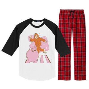 Bigfoot Bowling Sasquatch Funny Raglan Sleeve Pajama Set