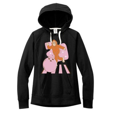 Bigfoot Bowling Sasquatch Funny Women's Fleece Hoodie