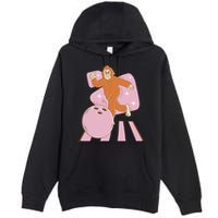 Bigfoot Bowling Sasquatch Funny Premium Pullover Hoodie