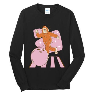 Bigfoot Bowling Sasquatch Funny Tall Long Sleeve T-Shirt