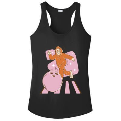 Bigfoot Bowling Sasquatch Funny Ladies PosiCharge Competitor Racerback Tank