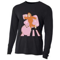 Bigfoot Bowling Sasquatch Funny Cooling Performance Long Sleeve Crew